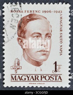 Nicholas Horthy HUNGARY - CIRCA 1942: a stamp printed in the Hungary shows Stephen ...