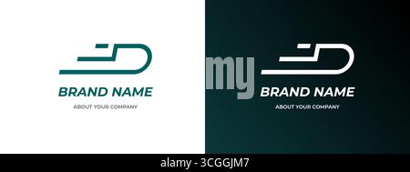 Speed letter D logo with forward arrow and minimal motion design. Creative vector template for transport company, digital software, mobile app, delivery service or innovative business branding. Stock Vector