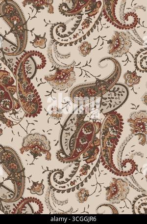 Traditional Paisley Border. Ornamental Paisley Print for Textile Design Stock Vector