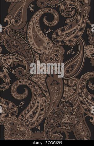 Traditional Paisley Border. Ornamental Paisley Print for Textile Design Stock Vector