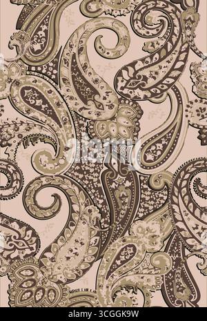 Traditional Paisley Border. Ornamental Paisley Print for Textile Design Stock Vector