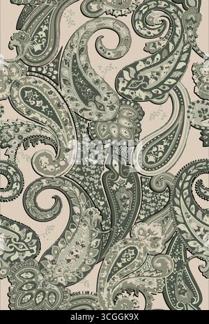 Traditional Paisley Border. Ornamental Paisley Print for Textile Design Stock Vector
