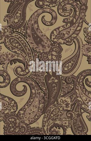 Traditional Paisley Border. Ornamental Paisley Print for Textile Design Stock Vector