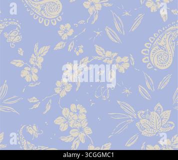 Floral seamless pattern features large, stylized white and pink magnolia flowers with a translucent or ghostly appearance on a solid terracotta Stock Vector