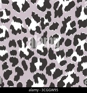 Leopard skin print, Artistic stylish seamless vector repeating leopard animal skin, black, brown, beige and trend seamless pattern Stock Vector