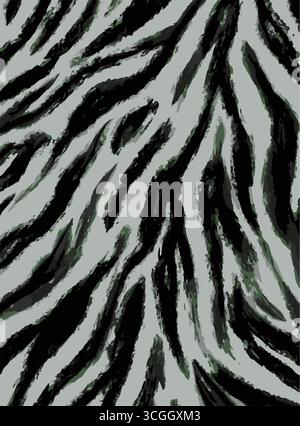 Zebra print, a black and white color, grunge lines ikat pattern, striped seamless pattern, Vector illustration background for print the paper. Stock Vector