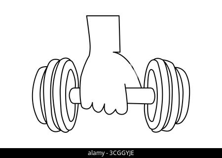 Dumbbell continuous one line drawing in minimalist style isolated outline illustration for gym design Stock Vector