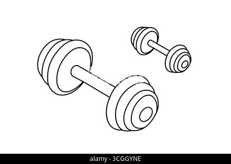 Dumbbell continuous one line drawing in minimalist style isolated outline illustration for gym design Stock Vector