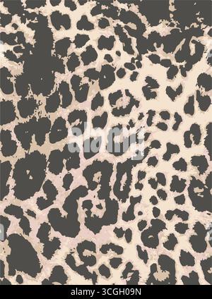 Leopard skin print, Artistic stylish seamless vector repeating leopard animal skin, black, brown, beige and trend seamless pattern Stock Vector
