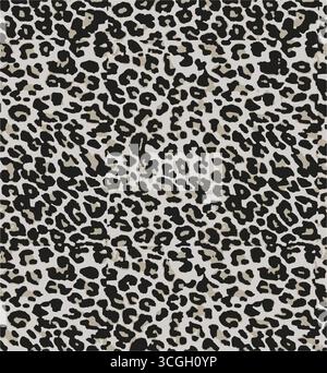 Leopard skin print, Artistic stylish seamless vector repeating leopard animal skin, black, brown, beige and trend seamless pattern Stock Vector