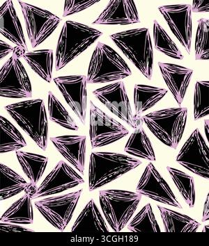 Abstract seamless pattern. Hand-drawn geometric lines in 2-tone black and white. Design for fashion, digital backdrops, or contemporary graphic art. I Stock Vector