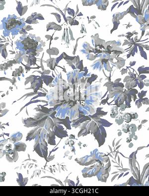 Floral seamless pattern features large, stylized white and pink magnolia flowers with a translucent or ghostly appearance on a solid terracotta Stock Vector