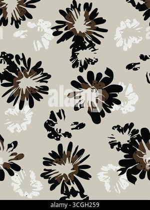 Floral seamless pattern features large, stylized white and pink magnolia flowers with a translucent or ghostly appearance on a solid terracotta Stock Vector