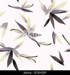 Floral seamless pattern features large, stylized white and pink magnolia flowers with a translucent or ghostly appearance on a solid terracotta Stock Vector