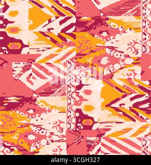 Abstract seamless pattern. Hand-drawn geometric lines in 2-tone black and white. Design for fashion, digital backdrops, or contemporary graphic art. I Stock Vector