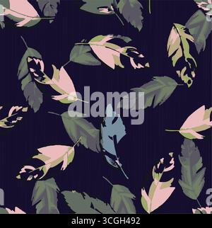 Floral seamless pattern features large, stylized white and pink magnolia flowers with a translucent or ghostly appearance on a solid terracotta Stock Vector