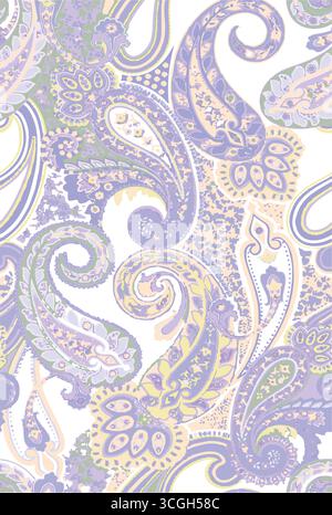 Colorful Paisley wallpaper. Vector Indonesian batik. Bright classic indian fabric. Paisley wallpaper. Ethnic background with paisley and stylized flow Stock Vector