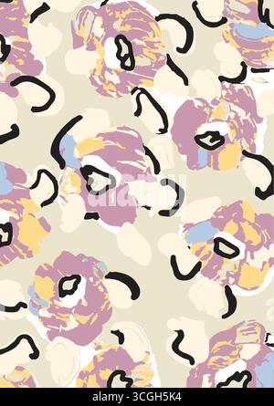 Floral seamless pattern features large, stylized white and pink magnolia flowers with a translucent or ghostly appearance on a solid terracotta Stock Vector