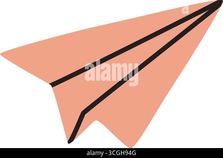 Doodle Paper Airplane icon hand drawn in a modern minimalistic style isolated on white background. Vector illustration Stock Vector