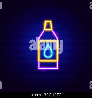 Bottle Cleaning Detergent Neon Sign Stock Vector