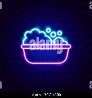 Bathtube with Bubbles Neon Sign Stock Vector