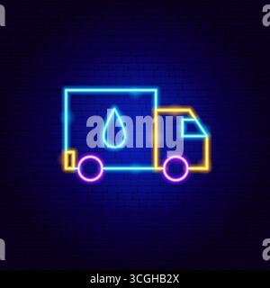 Plumbing Service Car Neon Sign Stock Vector