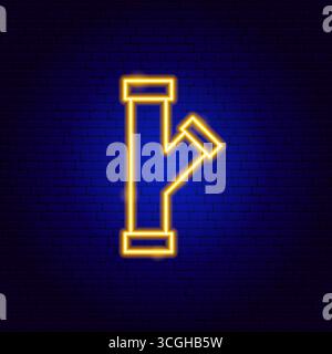 Yellow Pipe Neon Sign Stock Vector