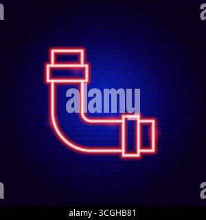 Red Pipe Neon Sign Stock Vector