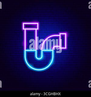 Unclogging Pipe Neon Sign Stock Vector