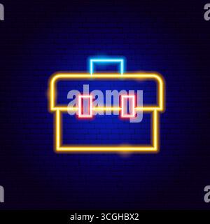 Tool Box Neon Sign Stock Vector