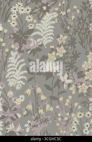 Floral seamless pattern features large, stylized white and pink magnolia flowers with a translucent or ghostly appearance on a solid terracotta Stock Vector