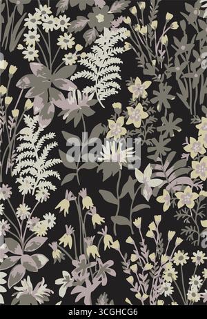 Floral seamless pattern features large, stylized white and pink magnolia flowers with a translucent or ghostly appearance on a solid terracotta Stock Vector