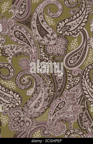Floral design in vector format, featuring a Bohemian textile print that is suitable for use in fabric, clothing, covers, motifs, and wallpaper. paisle Stock Vector