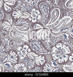 Floral design in vector format, featuring a Bohemian textile print that is suitable for use in fabric, clothing, covers, motifs, and wallpaper. paisle Stock Vector