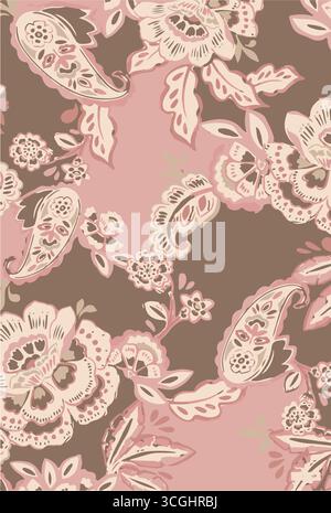 Floral design in vector format, featuring a Bohemian textile print that is suitable for use in fabric, clothing, covers, motifs, and wallpaper. paisle Stock Vector
