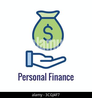 Personal Finance - Money Loan Icon Showing Net Worth Image Stock Vector