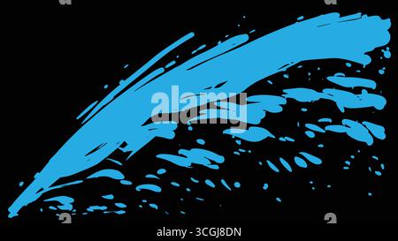 Abstract vector illustration of bold blue sweeping paint strokes on a black background, creating a dynamic and expressive artistic texture. Stock Vector