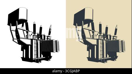 Distribution transformer stylized vector illustrations Stock Vector
