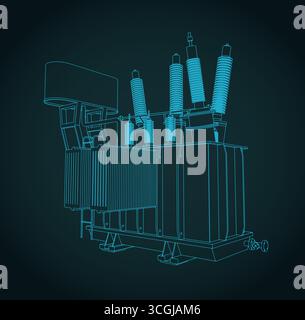 Distribution transformer stylized vector sketch Stock Vector