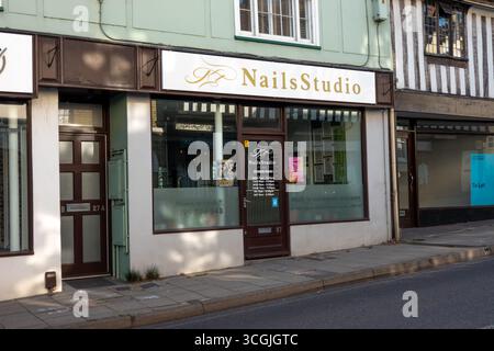 Nails Studio, a nail studio shop front in Saffron Walden, Essex, UK. Stock Photo