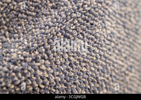 Macro texture background of a light blue and white cotton towel surface with looped yarn Stock Photo