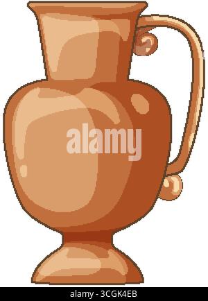 Stylized clay jug with curved handle, warm earth tones, clean vector lines, flat shading Stock Vector