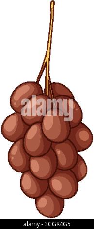 Cluster of red grapes with stem, cartoon vector style, clean lines, flat color palette Stock Vector