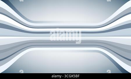 Abstract blue background with curved symmetrical lines forming a futuristic tunnel stage effect ideal for digital design projects requiring modern min Stock Vector