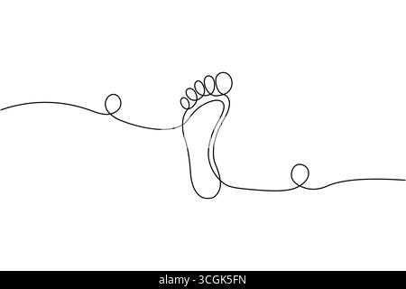 Single continuous line drawing of a human foot sole Stock Vector