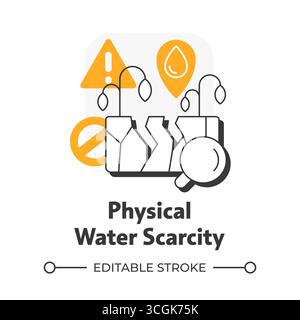 Physical water scarcity flat outline concept icon Stock Vector