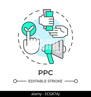 PPC multi color concept icon Stock Vector