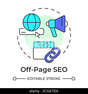 Off-page seo multi color concept icon Stock Vector