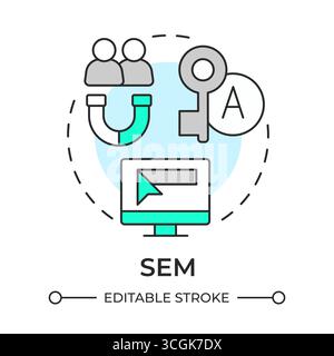 SEM multi color concept icon Stock Vector