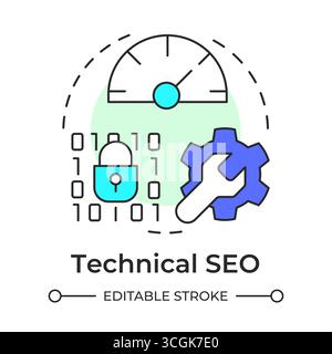 Technical seo multi color concept icon Stock Vector